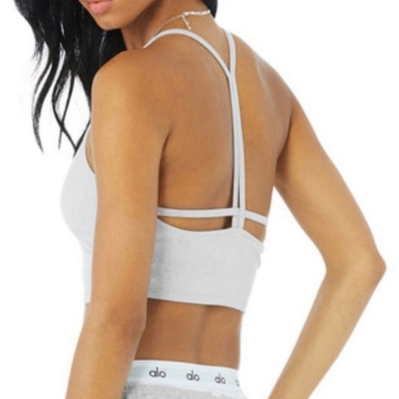 Alo Yoga Ribbed Crop Calm Tank in light grey - Picture 2 of 3